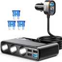 9 in 1 Cigarette Lighter Splitter, JOYROOM 210W Cigarette Lighter Adapter with PD/QC 3.0 * 2 Charge(3.3FT Cable), 12V/24V Independent Switches DC Cigarette Outlet Car Charger for All Car Devices