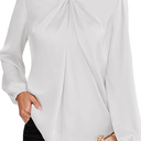 GRACE KARIN Women's Long Sleeve Satin Blouse,Mock Neck Work Silk Shirts,Dressy Tops for Business Casual Office, S