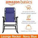 Amazon Basics Outdoor Portable Folding Rocking Chair with Headrest, Ergonomic Design, Weather-resistant Textilene Fabric for Porch, Blue, 2' 2" X 3' 3.4" X 3' 8.6"