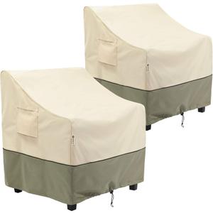 COSFLY Outdoor Furniture Patio Chair Covers Waterproof, Lounge Deep Seat Cover, Lawn Furnitures Covers Fits up to 32W x 37D x 36H inches(2 Pack) (Beige)