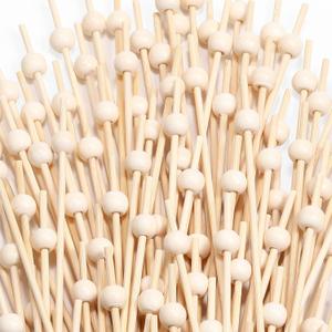 200 Pcs Cocktail Picks, 4.7 Inch Toothpicks for Appetizers, Bamboo Cocktail Sticks Skewers for Drinks, Desserts, Charcuterie, Wedding Party Fancy Toothpicks, Natural Pearl Mini Food Picks Decorative