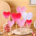 Wenqik 7 Pcs Valentine‘s Day Decorations Velvet Flocked Heart Table Decor Heart Shape Tabletop Centerpiece Tall Standing Wooden Sign Valentines Day Decor for Home Office Shelf Mantel(Pink)