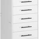 HOOBRO 7-Drawer File Cabinet, Wooden Office Cabinet with Drawers, Mobile Storage Filing Drawer for Home Office, Study, Easy Assembly, White WT07WJ01
