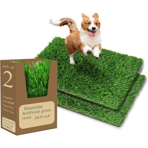 Washable Artificial Grass Dog Potty Pad - Fake Grass Pee Pad,Reusable Indoor/Outdoor Puppy Training Mat for Dogs & Small Pets,Durable Dog Doormat Artificial Grass Doormat18.5x14 2Pack