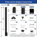 BLIKA 36" Side Mount Outside Corner Post, Stainless Steel, 3-Side Drilled Black Powder Coated Fascia Mount Post for Cable Railing Kit