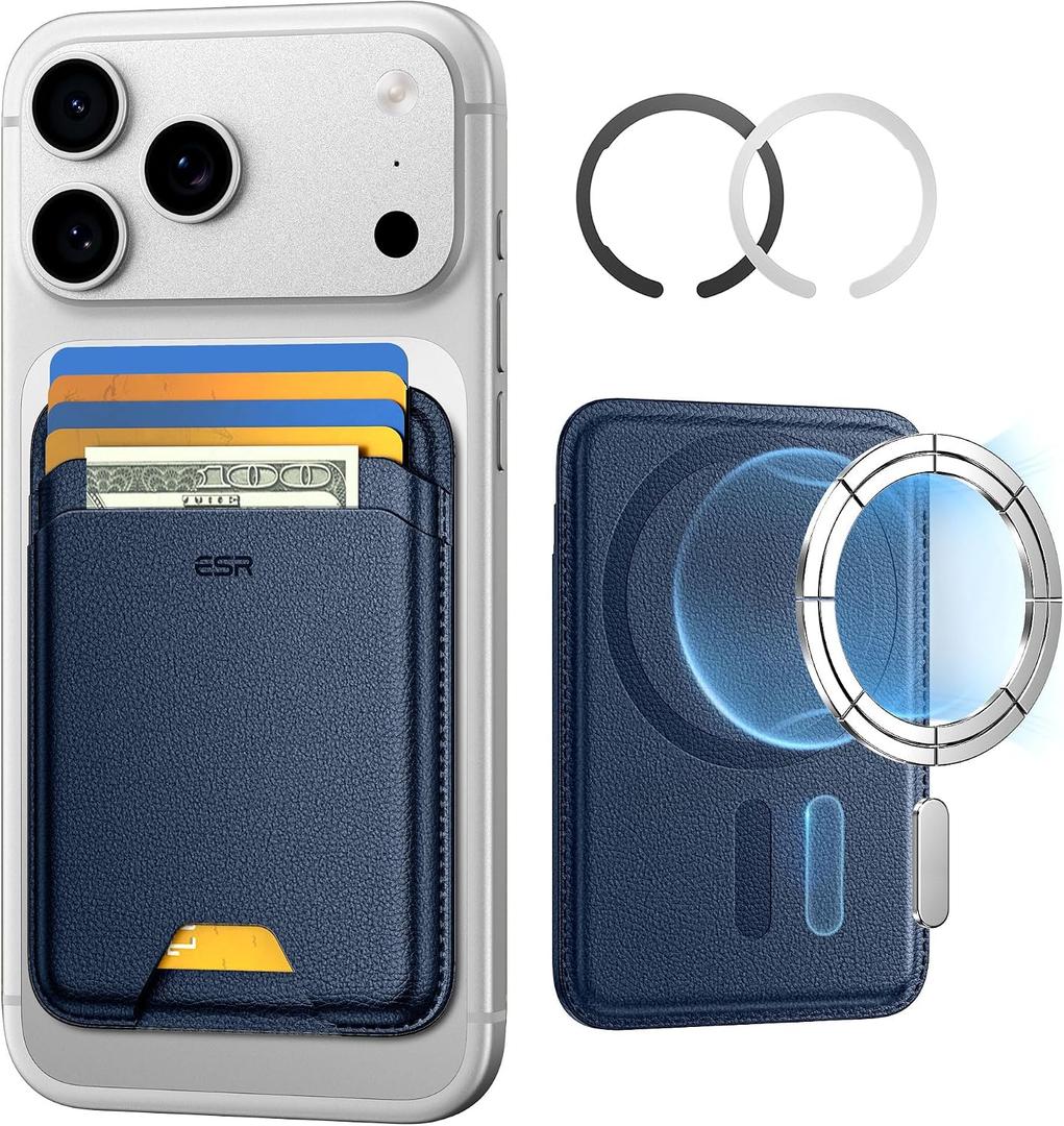 ESR for MagSafe Wallet, 5 Card Holder with RFID Blocking, MagSafe Sticker Included, Slim Magnetic Wallet for iPhone 17e/17/16/15/14/13/12 Series and Selected Samsung Devices, Not for 13/12 Mini, Blue