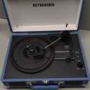 Vinyl Record Player Bluetooth Vintage Portable Suitcase Turntable with Built-in Speakers 3-Speed Belt-Driven Record Player Support RCA Output and Headphone Output