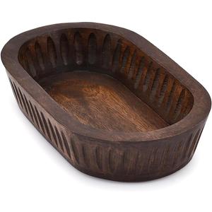 Samhita Mango Wood Decorative Bowls for Home Decor, Decorative Long Wooden Bowl for Table Centerpiece (10" x 6" x 2")