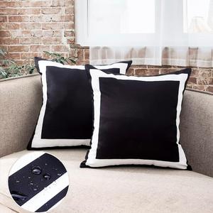 JOJOGOGO Black and White Outdoor Pillow Covers 18x18 Waterproof Set of 2 Black Outdoor Patio Throw Pillows Spring Summer Decor for Porch Swing Garden Chair and Patio Furniture