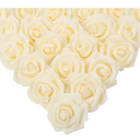 Artificial Rose Flower Heads, 100 Pcs Real Looking Creamy Yellow Foam Fake Roses for DIY Wedding Baby Shower Centerpieces Arrangements Party Tables Home Decorations (Cream Yellow, Stemless)