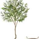 Warmplants Artificial Olive Tree, 7ft Tall Fake Olive Leaves Plant with Basket, Indoor Outdoor Faux Olive Topiary Silk Tree for Home Livingroom Office Dcor