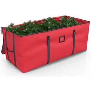Mrrihand Christmas Tree Storage Bag, Large Artificial Christmas Tree, 9 Ft Anti-Tear Heavy-Duty 600D Oxford Cloth Christmas Tree Storage Box with Handles, Christmas Tree Storage Container (Red)