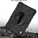 for iPad(A16) 11 inch 2025 case/10.9 inch iPad 10th Generation Case, Heavty Duty Shockproof Full Protective Case with Screen Protector and Rotatable Hand Strap, Shoulder Strap (Black)