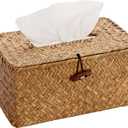 Sumnacon Tissue Box Cover Large Rectangle Tissue Box Seagrass Tissue Box Holder Woven Tissue Holder Decorative Tissue Cover for Bathroom Tissue Box Cover Rectangular for Home Office Table Coffee (Caramel)