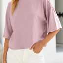 Saodimallsu Womens 3/4 Sleeve Sweaters Lightweight Crewneck Loose Pullover Casual Oversized Fall Knit Tops (XL)