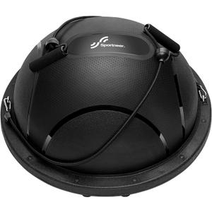 Sportneer Half Balance Ball - Inflatable Exercise Ball Trainer With Resistance Bands & Pump - Non-slip Yoga Ball for Stability, Core Training, Physical Therapy - Home Gym Equipment (Black)