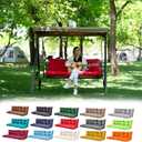 Porch Swing Cushions,Outdoor Cushions 3 Seater Replacement with Backrest, Waterproof Thickened Bench Cushion with Ties for Porch, Patio,Outdoor, Backyard and Garden (Red 60 * 40 in)