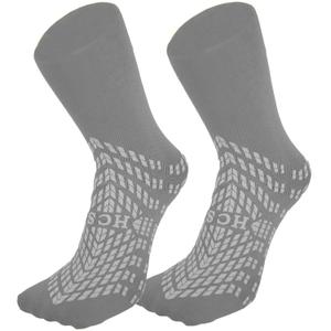 HCS Non-Slip Hospital Socks with Grips for Women & Men (6 Pairs) - 360 All-Around Tread Non-Slip Sock for Elderly/Seniors - Hospital Grip Socks, Fall Risk Patient Slippers (Gray, Regular)