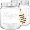 Kitchentoolz 64 oz Mason Jars Wide Mouth 2-Pack Half Gallon Glass Jar with Lid Large Mason Jars with Lids for Food Storage, Canning, and Fermenting