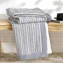 Amlie Home Striped Knit Throw Blanket for Couch, Dual-Sided Soft Chenille Decorative Blankets for Sofa & Chair, 50"x60", Gray & White