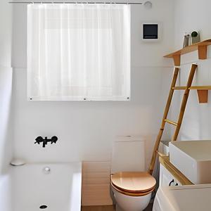 Waterproof Shower Curtain for Window Inside Shower, 24 Inches Length Plastic Bathroom Window Curtain Heavy Duty Vinyl with Hooks, Silky Frost, 36x24