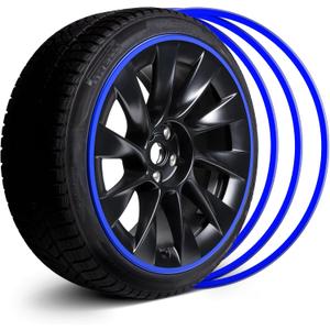 Automotive Alloy Wheel Rim Protector - Covering The Entire Rim of The Wheel hub - Strips for Curb Rash Prevention - Set of 4 Rim Protector Easy to Install(21'',Blue)