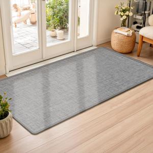 LEKEEPGO Ultra Thin Indoor Door Mat 24"x47", Low-Profile Door Mat Indoor Entrance, Non Slip Rubber Backing Inside Doormat Washable Welcome Front Entryway Dirt Trapper Entry Mat, Grey