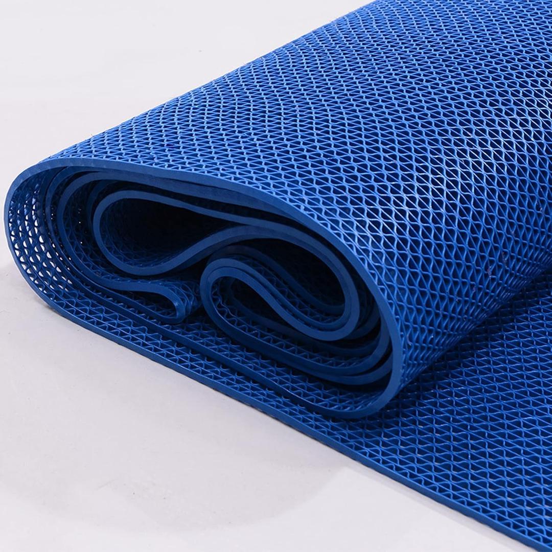 WLWLEO Drainage Non Slip Mats 3'x16.4' Heavy Duty Commercial Floor Mat Mesh Hollow Door Mat Roll for Swimming Pool Bathroom Kitchen Garage Indoor Outdoor Wet Area,Blue,0.95M/316.4FT