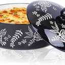 Wisenvoy Casserole Dish With Lid Casserole Dishes For Oven Baking Dishes For Oven Ceramic Baking Dish (Round black)