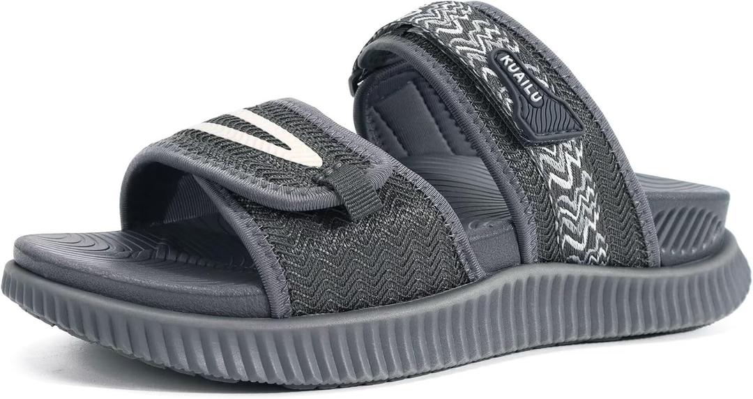 KuaiLu Womens Orthotic Adjustable Strap Slides Arch Support Slip On Sandals | Ladies Fashion Athletic Thick Cushion Recovery Walking Sandles With Comfortable Plantar Fasciitis, 7.5