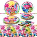 Trolls Birthday Party Decorations, 20 Plates, 20 Napkins and 1 Tablecover for Trolls Party Supplies