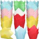 600 Pcs Tulip Cupcake Liners for Baking Muffin Liners Printed Baking Cups Holders Greaseproof Wrappers Decoration for Cupcake Bouquet Birthday Party Wedding Bride Shower(Colorful) (Bright Colors)