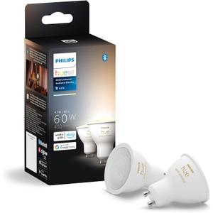 Philips Hue White Ambiance 2-Pack LED Smart GU10 Bulb, Bluetooth & Zigbee Compatible (Hue Hub Optional), Voice Activated with Alexa