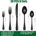 DEHOV 30 PCs Flatware Sets,Black Stainless Steel Silverware Sets Service For 6 Person,Durable Cutlery Sets For Home,Party,Restaurant,Tableware Cutlery Sets