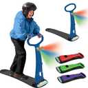 Geospace Winter Fun Ski Skate, Foldable Snow Scooter, Ski Skooter, Snow Sled, and Kids Snowboard with LED Light  Multi-Purpose Portable Sandboard, Snow Skate, and Kids/Teenager Sled for All Ages (Blue)
