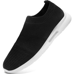 Mens Running Shoes Women Slip On Tennis Walking Sneakers Athletic Breathable Non Slip Gym Casual Lightweight Workout Sport Unisex Shoe (8 Women/6.5 Men, 77-black_white)