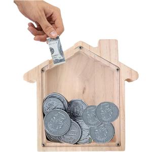 alfyng Wooden Piggy Bank, Personalized House Coin Bank, Paint and Decorate House Money Bank Craft Box, Makes a, Decor or Savings Piggy Bank for DIY