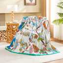 XIBLC Summer Throw Blanket, 50"x60" Reversible Bohemian Flower Blanket, 100% Cotton Muslin Breathable Woven, Farmhouse Decorative Throw Blanket