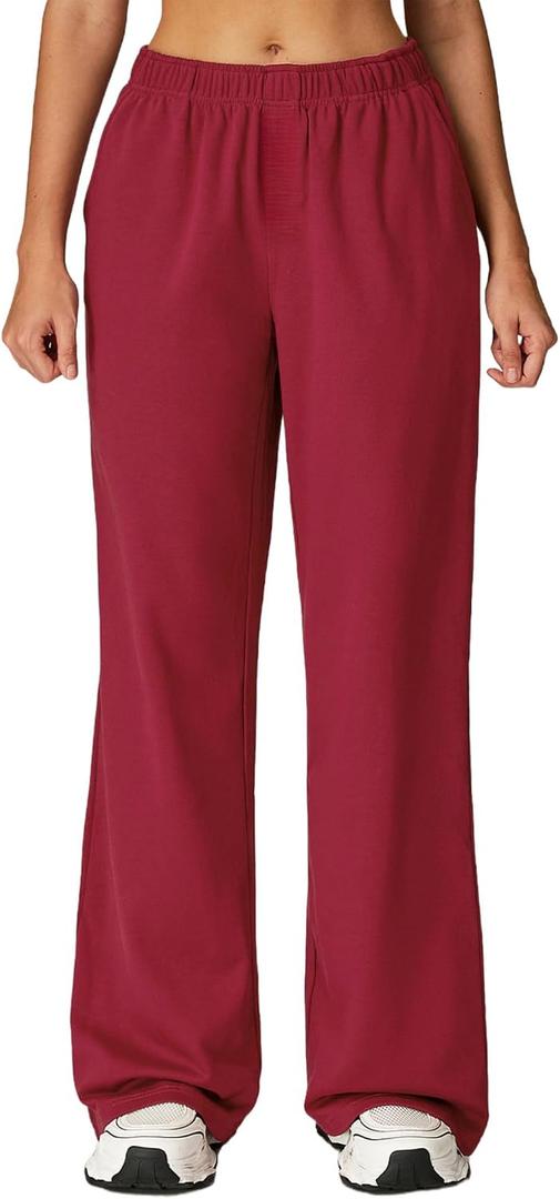 ABOCIW Womens Straight Leg Sweatpants Cotton High Waisted Baggy Athletic Joggers Lounge Pants with Pockets