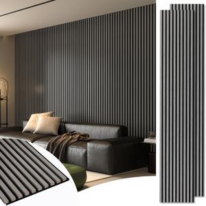 Art3d 2-Pack 108" x 12" Acoustic Wood Panels for Wall, Soundproof Wood Slat Panel for Wall and Ceiling, 3D Fluted Sound Absorbing Paneling for Interior Wall Decor, Living Room, Bedroom - Smoky Oak