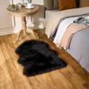 EasyJoy Ultra Soft Fluffy Shaggy Area Rug Faux Fur Rug Chair Cover Seat Pad Fuzzy Area Rug for Bedroom Floor Sofa Living Room (2 x 3 ft Sheepskin, Black)