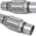 RP Remarkable Power, 2 pack 2.5 inch Inlet Exhaust Flex Pipe,2.5 ID x 10 Length Flexible Tube,Stainless Steel Double Braid Heavy Duty Universal fit Muffler Pipe RK7545 Replacement