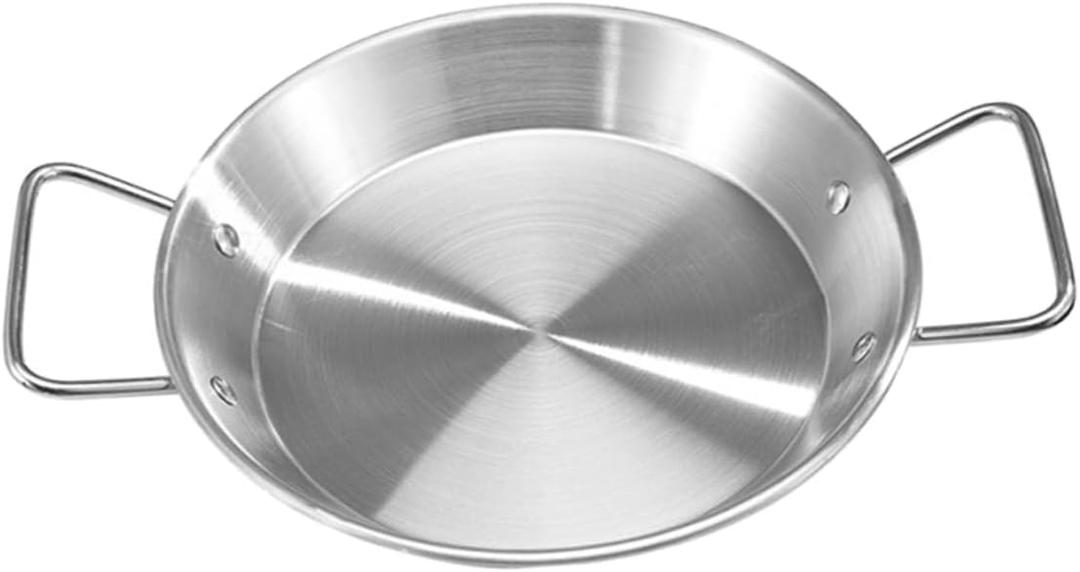 IMIKEYA 1pc Double Handle Serving Plate Stainless Steel Salad Dish Anti-scalding Party Food Plate 24cm Silver (33X24X3.5CM)
