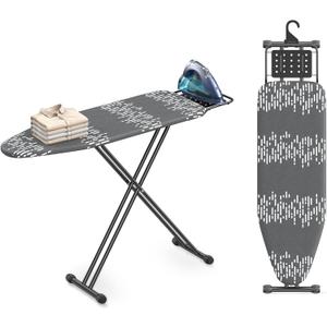 Ironing Board Full Size 54"x13" - Adjustable Height Foldable Iron Board with Iron Rest, Heat-Resistant Cover & Ultra Thick Padding - Heavy-Duty Sturdy Design, Space-Saving Ironing Table (Grey)