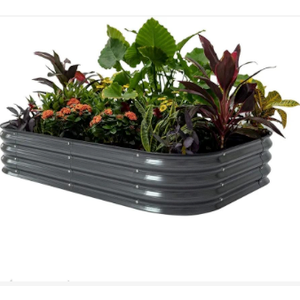 AHEONLAR Galvanized Raised Garden Bed Kit, Oval Large Metal Planter Box, Sturdy and Durable, Garden Boxes Outdoor Raised for Vegetables, Fruits, Flowers and Herbs, 8x4x1ft (Black)