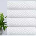 CHINO Extra Large Bath Towel Set, 4 Piece White Oversized Bath Sheets 35"x70"-Soft, Quick Dry, Super Absorbent, Diamond Pattern Microfiber Bath Sheets for Bathroom, Beach, Travel, Fitness, Yoga