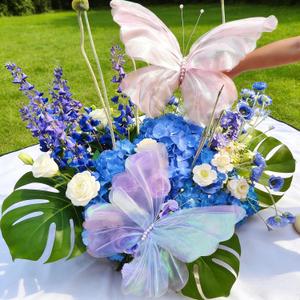 Purple Pink Giant Silk Butterfly Decorations, 20 Inch 3D Butterflies for Wedding Birthday Party Wall Decor, 2 PCS
