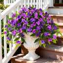 Hommyea Artificial Flowers for Outdoor, 2 Bundles UV Resistant Fake Plants Decoration Realistic Faux Silk Flowers No Fade Plastic Flowers for Outside Planters Home Porch Patio Yard Garden Decor