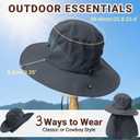PFFY Sun Bucket Hats for Men Women Fishing Hat UV Protection Wide Brim Beach Safari Hat with Neck Flap (Black)
