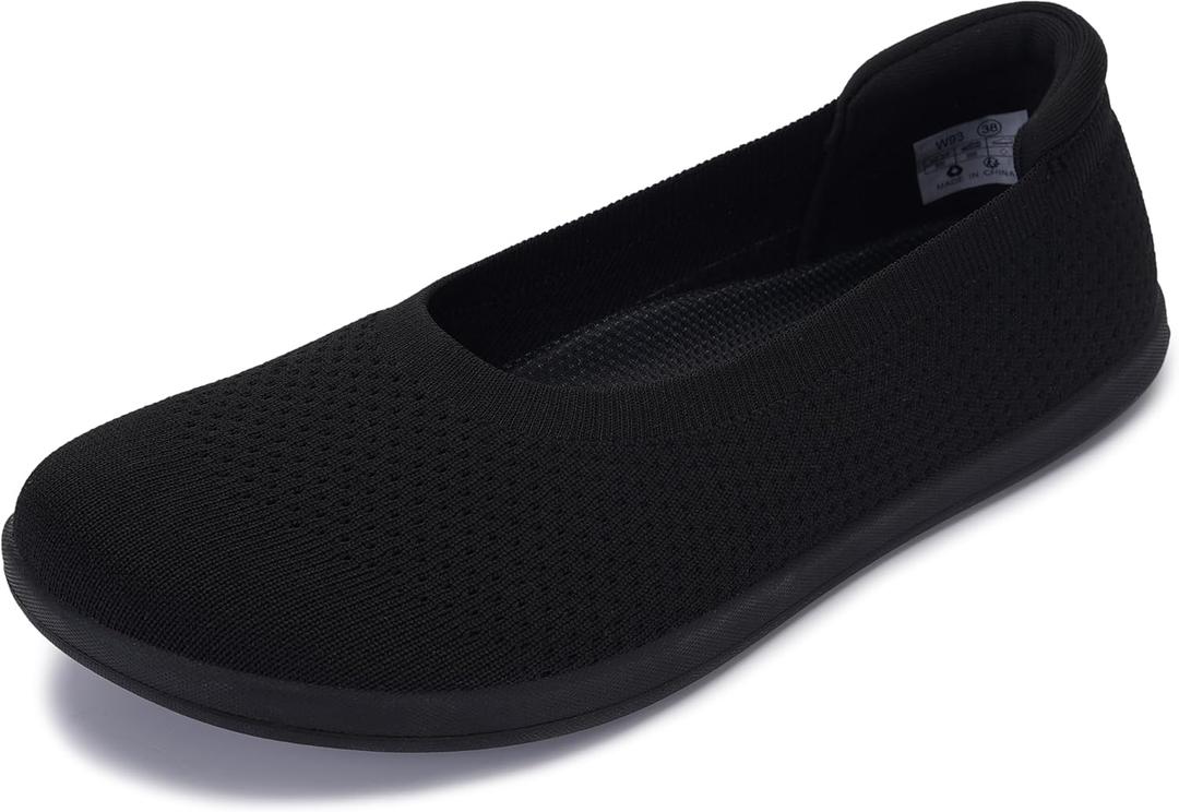 WHITIN Women's Barefoot Ballet Flats + Wide Toe Box + Zero Drop Sole (10, Black)